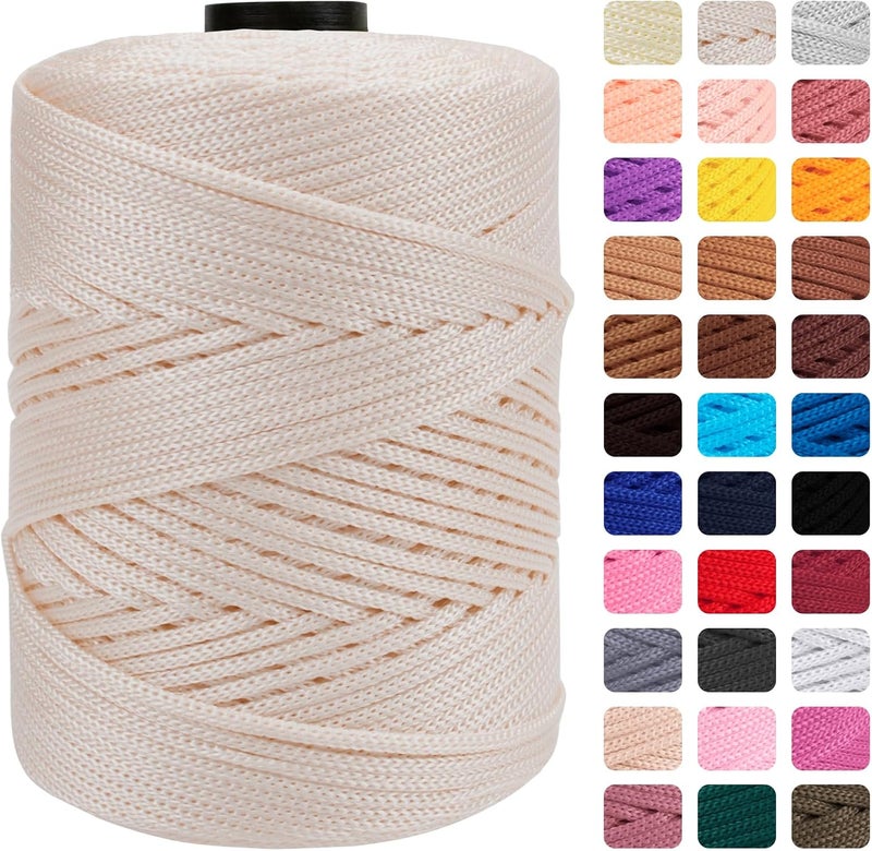 CAMAL Polypropylene Cord 3mm 185 Yards Colorful Polyester Yarn Handmade Knitting Thread Macrame Cord 3mm for Crochet Bags, DIY Crafts, Plant Hangers, Making Macrame Project(Off-White) - Image 1